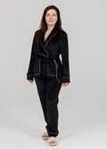 Піжама SONTSVIT велюр (халат + штани) — чорний